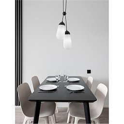 Obrázek pro produkt Závěsné svítidlo BLAKY matný černý kov a opálové sklo E14 2x5W bez žárovky - NOVA LUCE