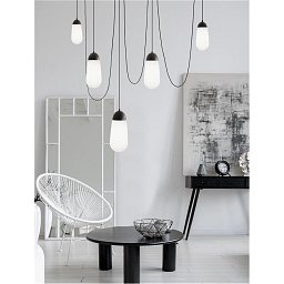 Obrázek pro produkt Závěsné svítidlo BLAKY matný černý kov a opálové sklo E14 5x5W bez žárovky - NOVA LUCE