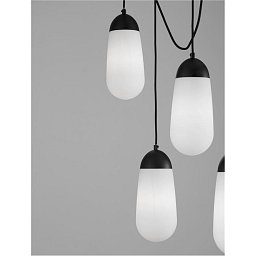 Obrázek pro produkt Závěsné svítidlo BLAKY matný černý kov a opálové sklo E14 5x5W bez žárovky - NOVA LUCE