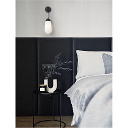 Obrázek pro produkt Nástěnné svítidlo BLAKY matný černý kov a opálové sklo E14 1x5W bez žárovky - NOVA LUCE