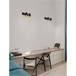 Obrázek pro produkt Bodové svítidlo POGNO černá a zlatý hliník GU10 2x10W IP20 220-240V bez žárovky - NOVA LUCE