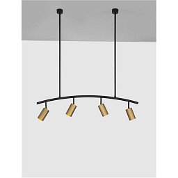 Obrázek pro produkt Závěsné svítidlo POGNO černá a zlatý hliník GU10 4x10W IP20 230V bez žárovky - NOVA LUCE