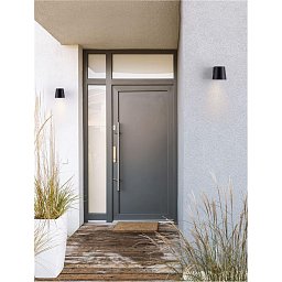 Obrázek pro produkt Venkovní nástěnné svítidlo OVI černý hliník skleněný difuzor GU10 1x7W 220-240V IP54 bez žárovky světlo dolů - NOVA LUCE