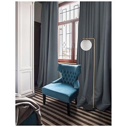Obrázek pro produkt Stojací lampa ALVAREZ saténový zlatý kov a černý mramor bílé opálové sklo E27 1x12W 230V bez žárovky IP20 - NOVA LUCE