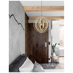Obrázek pro produkt Závěsné svítidlo ASCO přírodní dřevo hnědý textilní kabel E27 1x12W 230V IP20 bez žárovky - NOVA LUCE