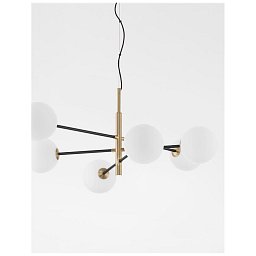 Obrázek pro produkt AKCE - Závěsné svítidlo VITRA saténový zlatý a černý kov bílé opálové sklo G9 6x5W 220V IP20 bez žárovky - NOVA LUCE