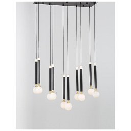 Obrázek pro produkt Závěsné svítidlo CAYO opálové sklo a akryl mosaz a černý hliník LED 50W 230V 3000K IP20 - NOVA LUCE