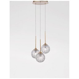 Obrázek pro produkt Závěsné svítidlo MIRANO čiré strukturované sklo a broušená zlatá ocel G9 3x5W 230V IP20 bez žárovky - NOVA LUCE