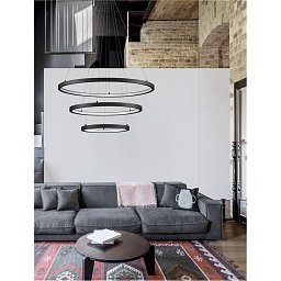 Obrázek pro produkt Závěsné svítidlo EMPATIA LED 108W 3000K hliník černá 807+600+395x2000mm stmívatelné - NOVA LUCE