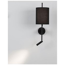 Obrázek pro produkt Nástěnné svítidlo YAMA černé stínidlo a černý hliník nastavitelné - vypínač na těle E27 1x12W 230V IP20 bez žárovky LED Samsung 3W 3000K čtecí lampička - NOVA LUCE