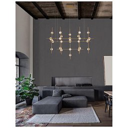 Obrázek pro produkt Závěsné svítidlo ATOMO zlatý kov a akryl LED 30 x 2.4W 230V 3000K IP20 vč. dálkového ovládání stmívatelné - NOVA LUCE