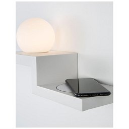 Obrázek pro produkt Nástěnné svítidlo ROOM bílý hliník a opálové sklo vypínač na těle LED Samsung 6W 230V 3000K IP20 nabíjení telefonu - NOVA LUCE
