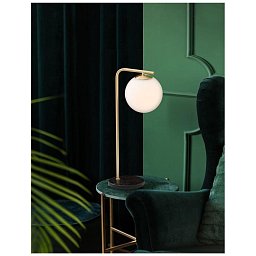 Obrázek pro produkt Stolní lampa ALVAREZ saténový zlatý kov a černý mramor bílé opálové sklo E14 1x5W 230V bez žárovky IP20 - NOVA LUCE
