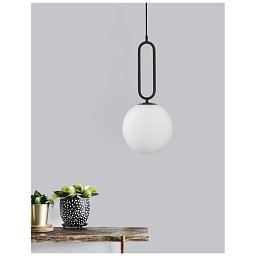 Obrázek pro produkt Závěsné svítidlo GRUS matný černý kov opálové sklo E27 1x12W 230V IP20 bez žárovky - NOVA LUCE