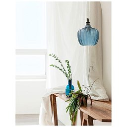 Obrázek pro produkt Závěsné svítidlo LONI matný černý kov tmavě modré sklo E27 1x12W 230V IP20 bez žárovky - NOVA LUCE
