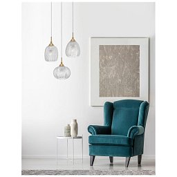 Obrázek pro produkt Závěsné svítidlo VARIO čiré sklo a saténový zlatý kov E27 3x12W 230V IP20 bez žárovky - NOVA LUCE