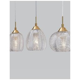 Obrázek pro produkt Závěsné svítidlo VARIO čiré sklo a saténový zlatý kov E27 3x12W 230V IP20 bez žárovky - NOVA LUCE