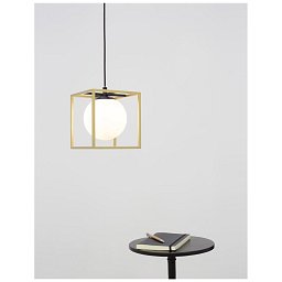 Obrázek pro produkt Závěsné svítidlo JULIET mosaz a černý kov bílé opálové sklo E14 1x12W IP20 bez žárovky - NOVA LUCE