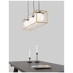 Obrázek pro produkt Závěsné svítidlo JULIET mosaz a černý kov bílé opálové sklo E14 3x12W IP20 bez žárovky - NOVA LUCE