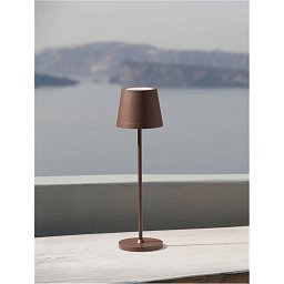 Obrázek pro produkt Venkovní stolní lampa SEINA hnědý hliník a akryl LED 2W 2700K 5V DC IP54 vypínač na těle nabíjecí s PG základnou nebo USB C kabelem - NOVA LUCE