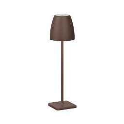 Obrázek pro produkt Venkovní stolní lampa COLT rezavě hnědý litý hliník a akryl LED 2W 3000K IP54 62st. 5V DC vypínač na těle USB kabel stmívatelné - NOVA LUCE