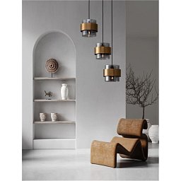 Obrázek pro produkt Závěsné svítidlo SIANNA kouřové sklo mosazný zlatý kov E27 3x12W 230V IP20 bez žárovky - NOVA LUCE