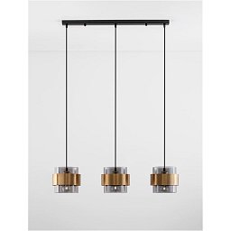 Obrázek pro produkt Závěsné svítidlo SIANNA kouřové sklo mosazný zlatý kov E27 3x12W 230V IP20 bez žárovky - NOVA LUCE