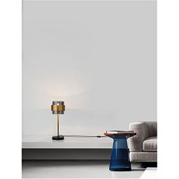 Obrázek pro produkt Stolní lampa SIANNA kouřové sklo mosazný zlatý kov E27 1x12W 230V IP20 bez žárovky - NOVA LUCE