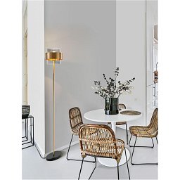 Obrázek pro produkt Stojací lampa SIANNA kouřové sklo mosazný zlatý kov E27 1x12W 230V IP20 bez žárovky - NOVA LUCE
