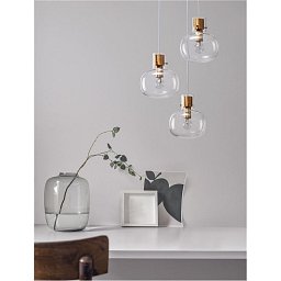 Obrázek pro produkt Závěsné svítidlo CINZIA čiré sklo bílý kabel mosazný zlatý kov E27 3x12W 230V IP20 bez žárovky - NOVA LUCE