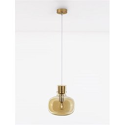 Obrázek pro produkt Závěsné svítidlo CINZIA šampaň sklo bílý kabel mosazný zlatý kov E27 1x12W 230V IP20 bez žárovky - NOVA LUCE