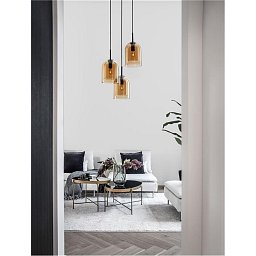 Obrázek pro produkt Závěsné svítidlo VELOR dvouvrstvé šampaň sklo černý kabel černá kovová základna E27 3x12W 230V IP20 bez žárovky - NOVA LUCE