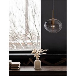 Obrázek pro produkt Závěsné svítidlo MAEVE čiré sklo bílý kabel mosazný zlatý kov E27 1x12W 230V IP20 bez žárovky - NOVA LUCE