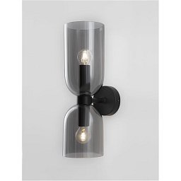 Obrázek pro produkt Nástěnné svítidlo PALMER kouřové sklo černá kovová základna E14 2x5W 230V IP20 bez žárovky - NOVA LUCE
