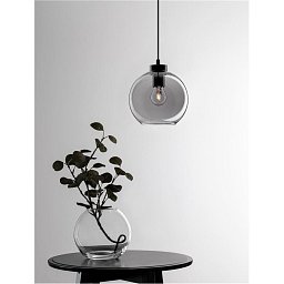 Obrázek pro produkt Závěsné svítidlo PALMER kouřové sklo černý kabel černá kovová základna E27 1x12W 230V IP20 bez žárovky - NOVA LUCE