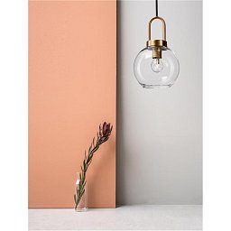 Obrázek pro produkt Závěsné svítidlo IRVINE čiré sklo černý kabel mosazný zlatý kov E27 1x12W 230V IP20 bez žárovky - NOVA LUCE