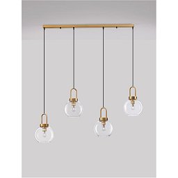 Obrázek pro produkt Závěsné svítidlo IRVINE čiré sklo černý kabel mosazný zlatý kov E27 4x12W 230V IP20 bez žárovky - NOVA LUCE