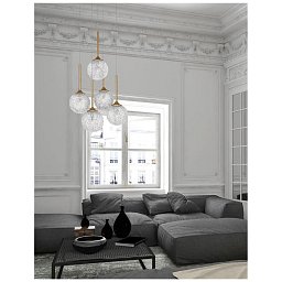 Obrázek pro produkt Závěsné svítidlo MIRANO čiré strukturované sklo a broušená zlatá ocel G9 5x5W 230VIP20 bez žárovky - NOVA LUCE