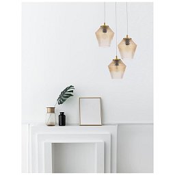 Obrázek pro produkt Závěsné svítidlo MAGIO sklo barvy koňak mosazný zlatý kov E27 3x12W 230V IP20 bez žárovky - NOVA LUCE