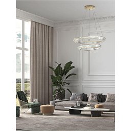 Obrázek pro produkt Závěsné svítidlo AURELIA zlatý kov a křišťál LED 70W 230V 3500K IP20 stmívatelné - NOVA LUCE