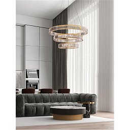 Obrázek pro produkt Závěsné svítidlo AURELIA zlatý kov a křišťál LED 92W 230V 3500K IP20 stmívatelné - NOVA LUCE