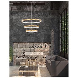 Obrázek pro produkt Závěsné svítidlo LEON plátkovaný zlatý hliník a akryl nastavitelné LED 83W 230V 3000K IP20 stmívatelné - NOVA LUCE