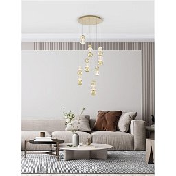 Obrázek pro produkt Závěsné svítidlo BRILLE zlatý hliník a sklo LED 42W 230V 3200K IP20 stmívatelné - NOVA LUCE