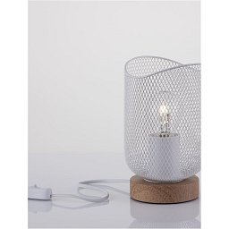 Obrázek pro produkt Stolní lampa LYRON matný bílý kov přírodní dřevo E27 1x12W 230V IP20 bez žárovky - NOVA LUCE