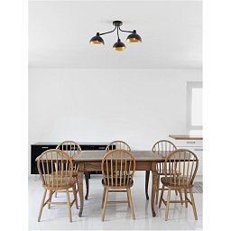Obrázek pro produkt Stropní svítidlo GEETI matná černá a zlatý kov E14 3x5W 230V IP20 bez žárovky - NOVA LUCE
