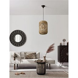Závěsné svítidlo GRIFFIN sušený vodní hyacint černý kabel E27 12W 230V IP20 bez žárovky - NOVA LUCE Obrázek pro produkt Závěsné svítidlo GRIFFIN sušený vodní hyacint černý kabel E27 12W 230V IP20 bez žárovky - NOVA LUCE
