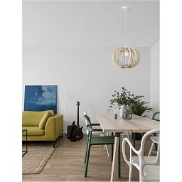Obrázek pro produkt Závěsné svítidlo OTTOLINE bílý kov přírodní dřevo E27 1x12W 230V IP20 bez žárovky - NOVA LUCE