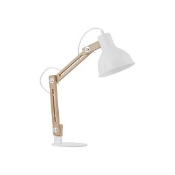 Obrázek pro produkt Stolní lampa GROU matný bílý kov a dřevo E27 1x12W 230V IP20 vypínač na těle bez žárovky - NOVA LUCE