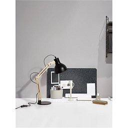 Obrázek pro produkt Stolní lampa GROU matný černý kov a dřevo E27 1x12W 230V IP20 vypínač na těle bez žárovky - NOVA LUCE