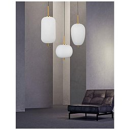 Obrázek pro produkt Závěsné svítidlo LATO opálové sklo antický mosazný kov černý kabel E27 1x12W 230V IP20 bez žárovky - NOVA LUCE